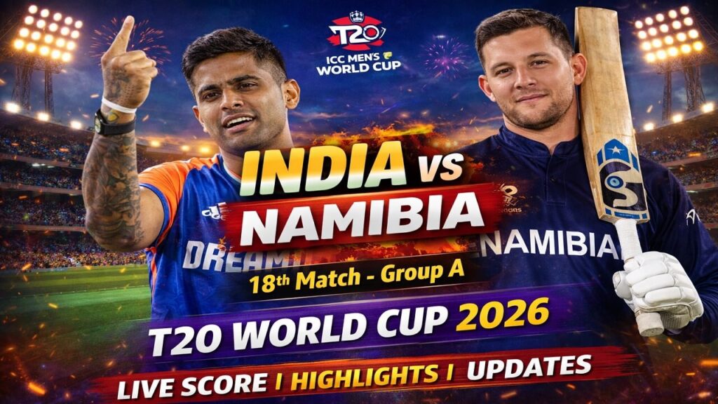 India vs Namibia 18th Match Group A T20 World Cup 2026
